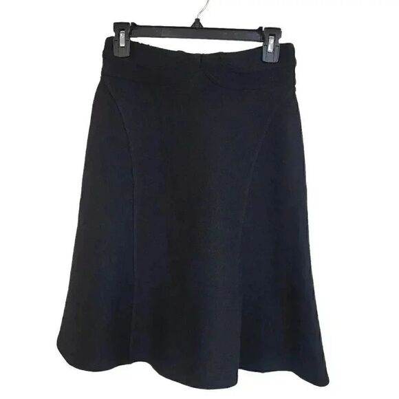 Leifsdottir Women's Black Wool Tight Knit Pull On Skirt w Front Bow - Picture 4 of 8